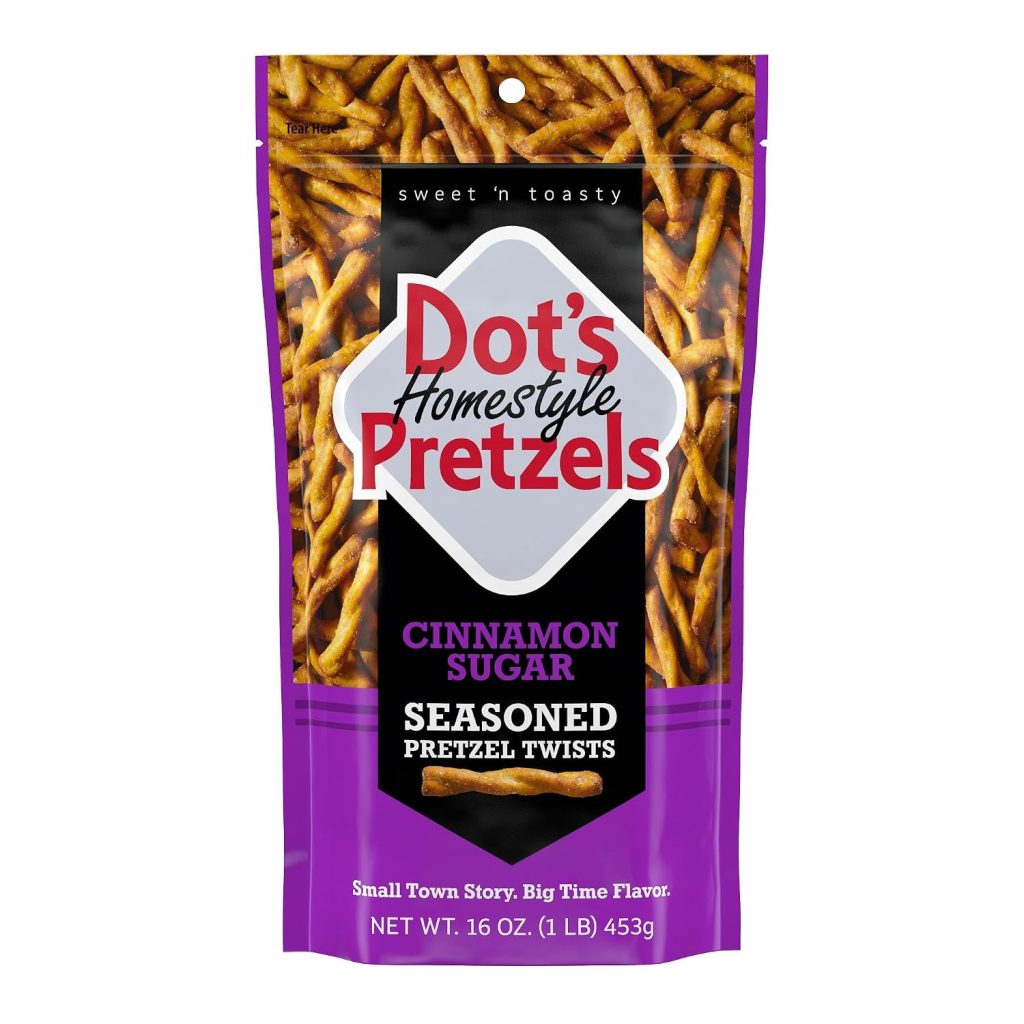 Dot's Pretzels Cinnamon Sugar Seasoned Pretzel Twists Snack Bag